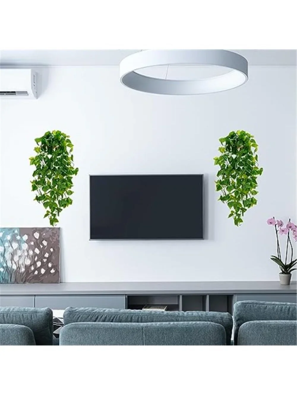 Fake Hanging Pothos Vines Artificial Plants Wall Decor Indoor Greenery 2pc Set